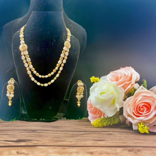 "Exquisite Luxury Copper Long Necklace with Golden & Silver Tones