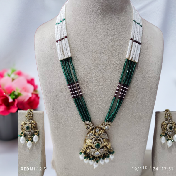 Luxurious Long Kundan Pandal Set with Elegant Earrings