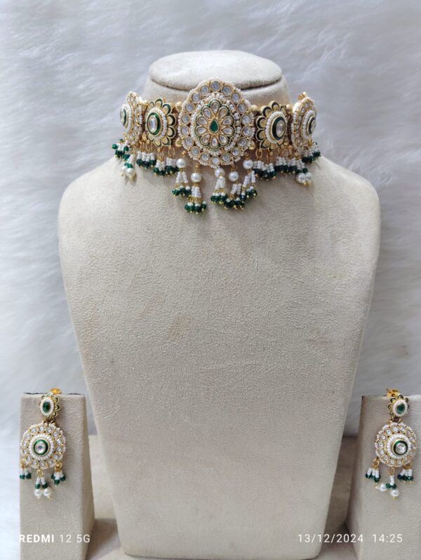 -Premium  luxury Copper with choker Pendal-Handcrafted with Love in Beautiful Green & White color Necklace.