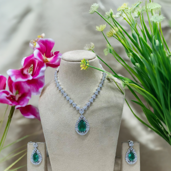 Luxurious Green AD Necklace Set – A Symbol of Royal Elegance