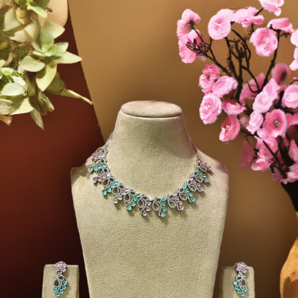  Luxurious Multi-Color AD Necklace Set – A Dazzling Masterpiece 