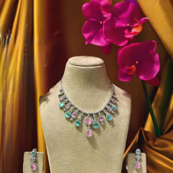  Luxurious Multi-Color AD Necklace Set – A Symphony of Elegance & Sparkle 