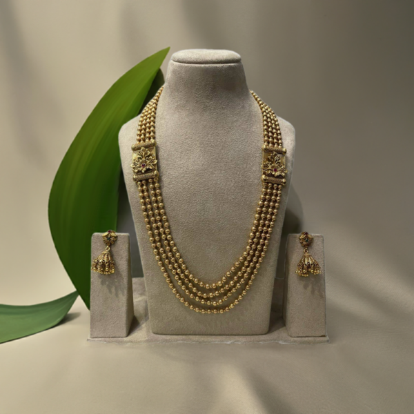 Regal Glow: Luxury Long Copper Pendant with Golden 5-Layer Chain & beautiful  Earrings" ✨💛💎