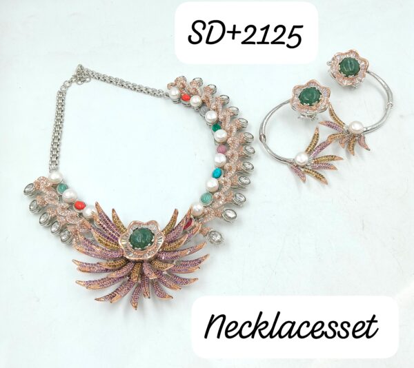 Multicolor Moissanite Necklace Jewelry Set
